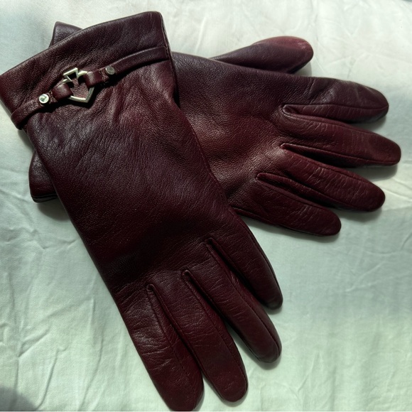 kate spade Accessories - Kate Spade Burgundy Leather Gloves